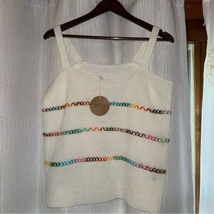 NWT BiBi Ivory Camisole with Multicolor Accents